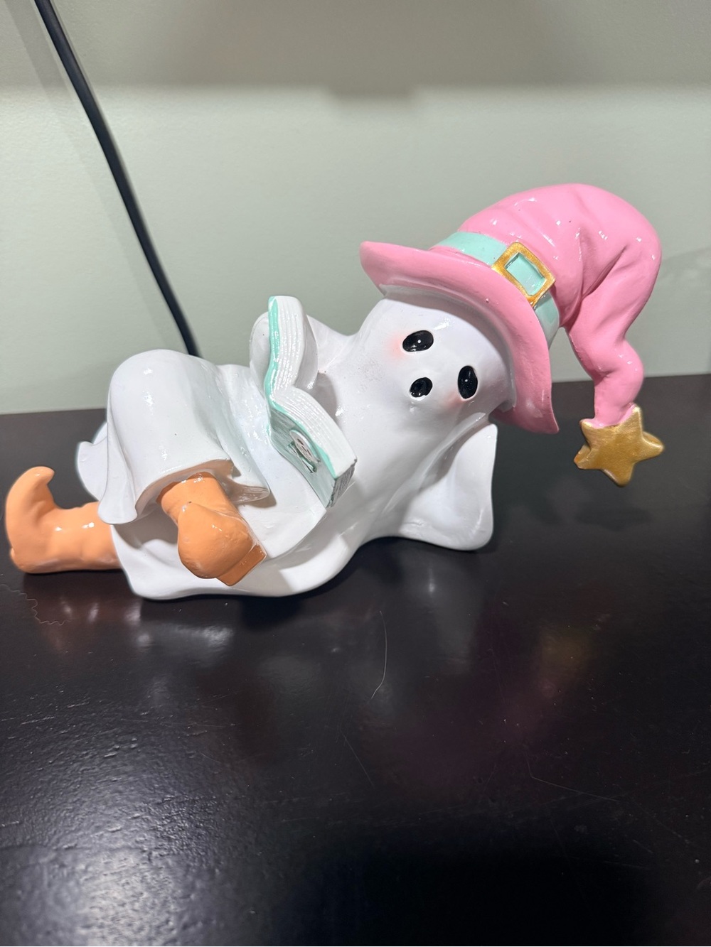 Ghost Figurine with Pink Hat and Gold Star - Home Accents